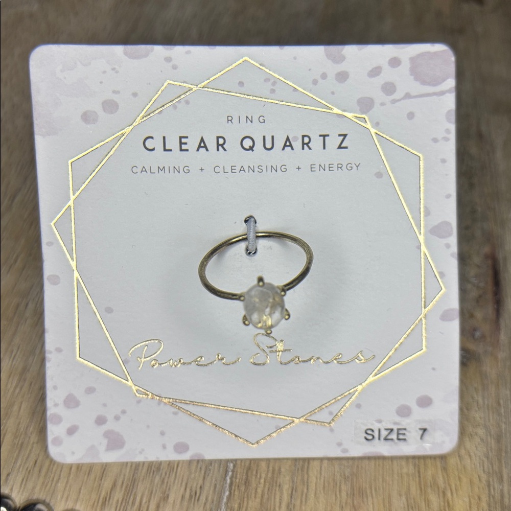Clear Quartz Ring Gold Plated Dainty Fauceted Stone